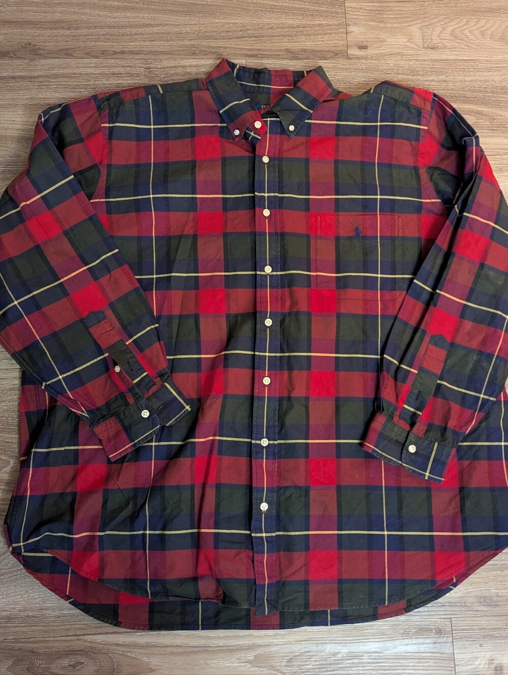 Polo Ralph Lauren Red and Navy Plaid Button-Down Shirt XXL